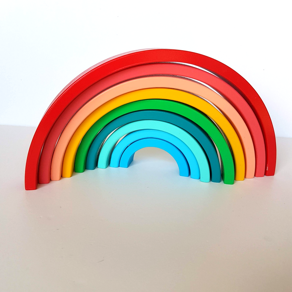 9pc Timber RAINBOW BLOCK SET Kids Play Blocks Wooden Activity Toys Colourful Toy4