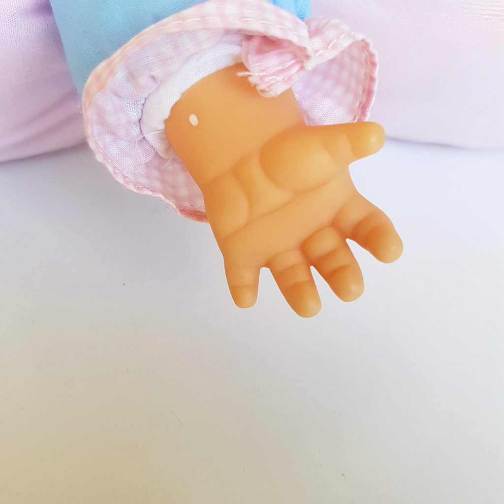 Vintage H.K City PUFF DOLL Baby Doll Puffy Body Bonnet Pink Blue Collectible Toy9