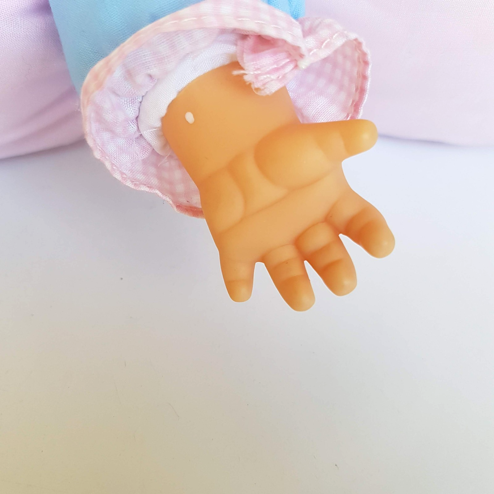 Vintage H.K City PUFF DOLL Baby Doll Puffy Body Bonnet Pink Blue Collectible Toy9