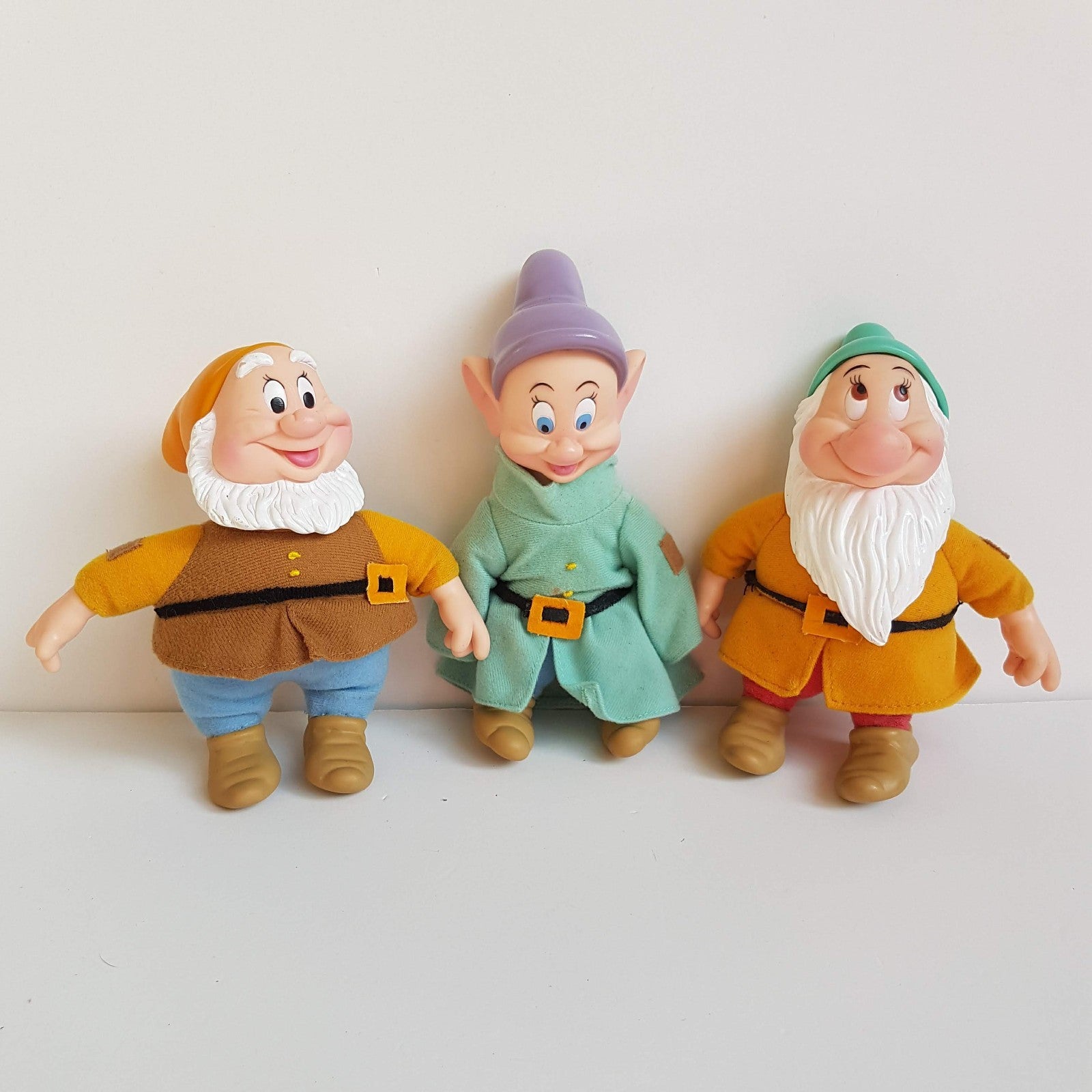 Applause SEVEN DWARFS Rubber Face Plush Soft Toy Dopey Bashful Happy Vintage Toy0