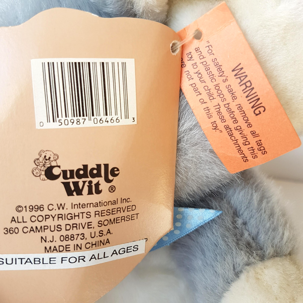 Vintage CUDDLEWIT GREY ELEPHANT TAGS Stuffed Animal Soft Toy 1996 Collectible7