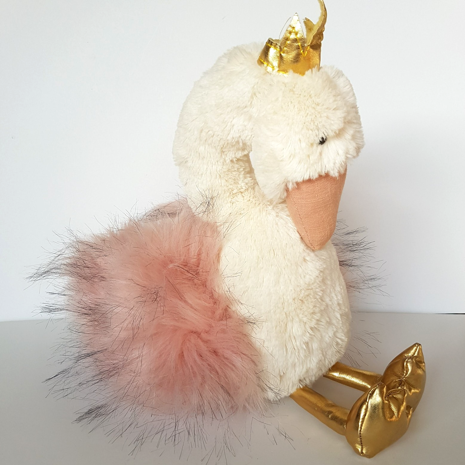 Adairs Kids PRINCESS SWAN Plush Toy 27cm Stuffed Animal Bird Crown Soft Toy0