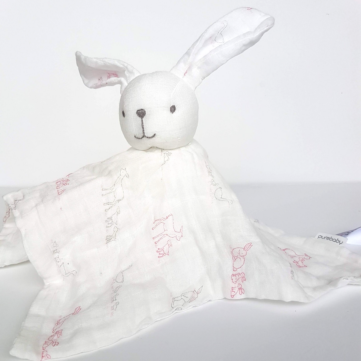 Pure Baby BUNNY RABBIT Lovey Cotton Comforter Plush Soft Toy Security Blanket3