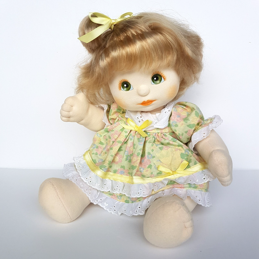 My Child Doll ASH TWO TONE TOP KNOT US Pale Skin 1986 Green Eyes Peach DRESSED1
