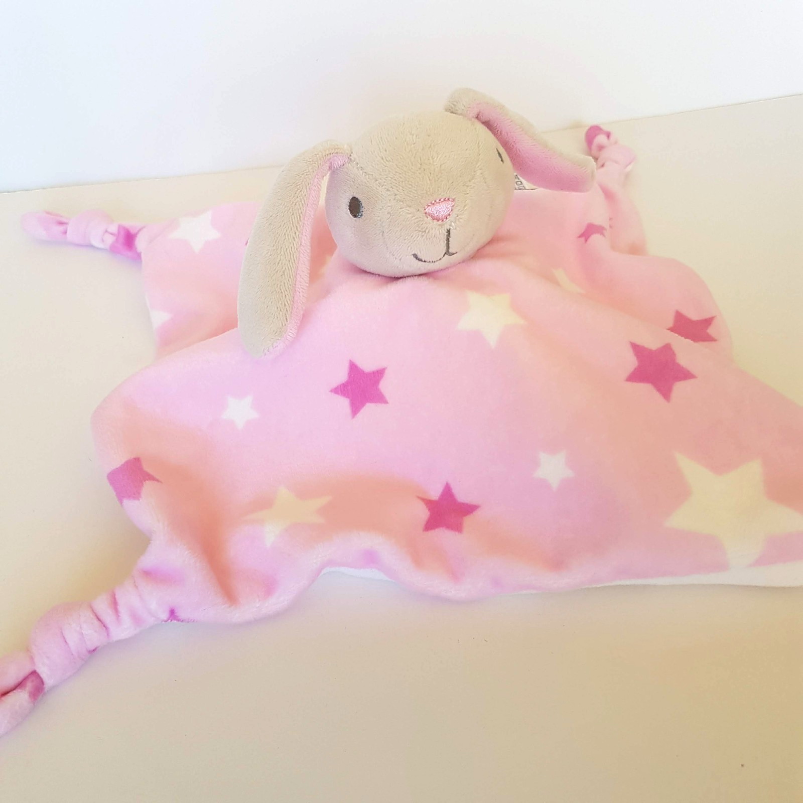 Little Linen PINK BUNNY RABBIT Lovey Security Blanket Comforter Plush Soft Toy1