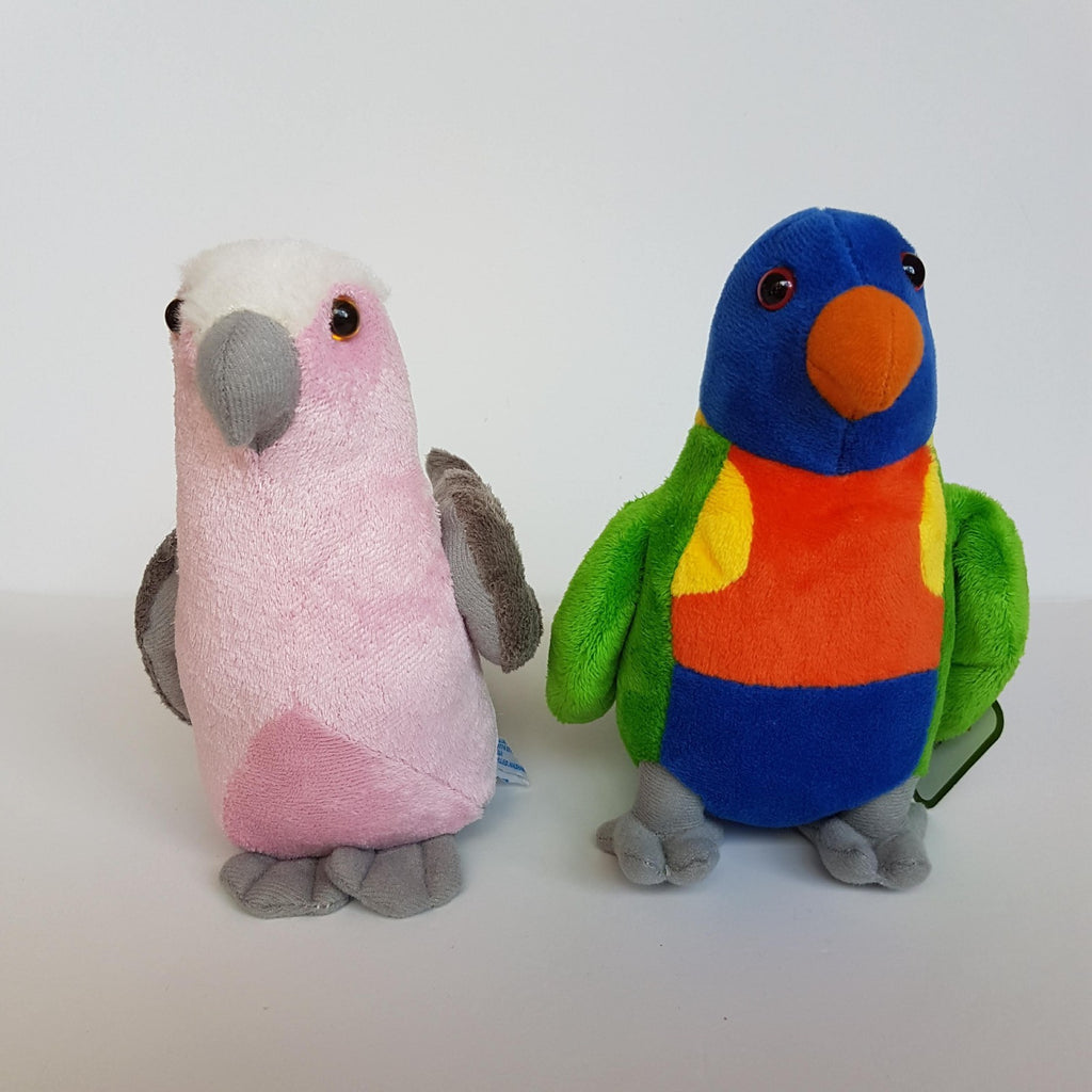 Elka GALAH + RAINBOW LORIKEET Sound 17cm Australian Bird Stuffed Animal Soft Toy4