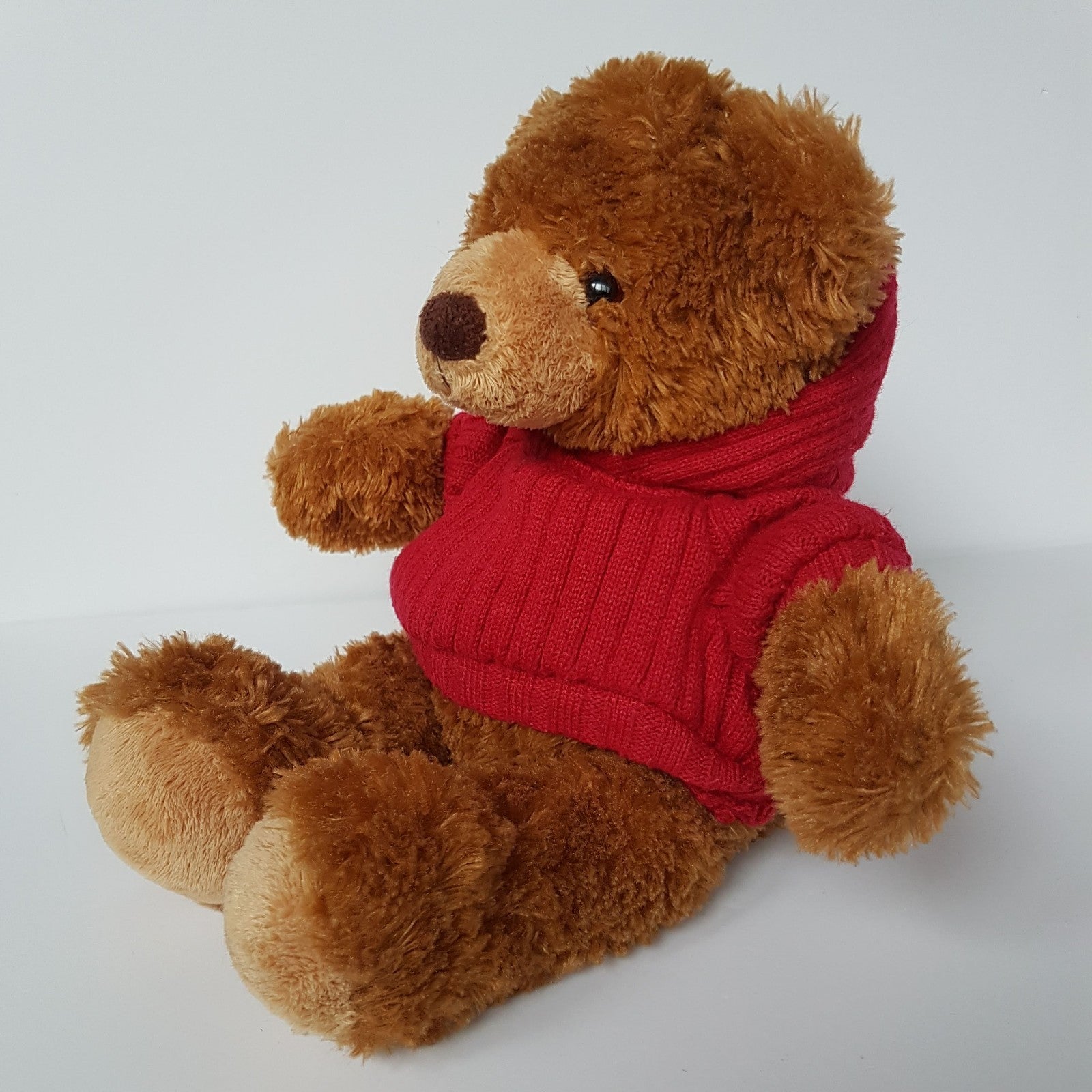Myer OSCAR Floppy Teddy Bear Red Hoodie Stuffed Animal Soft Toy 32cm Cuddly Cute1