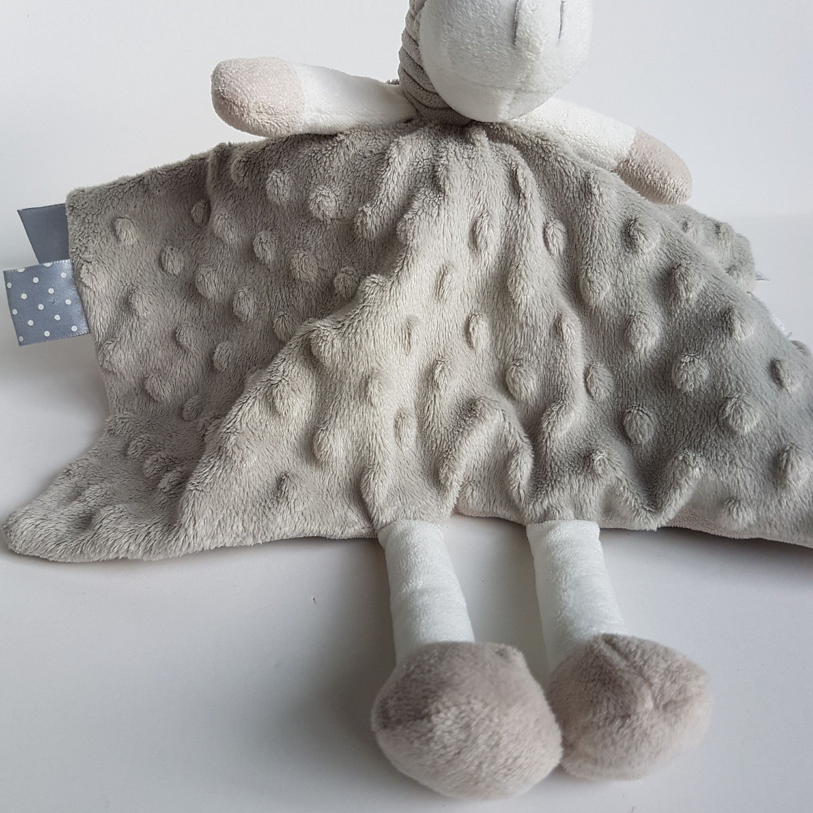 ES Kids GREY GIRAFFE Lovey Soft Toy Sleep Comforter Security Blanket Minky Dot2