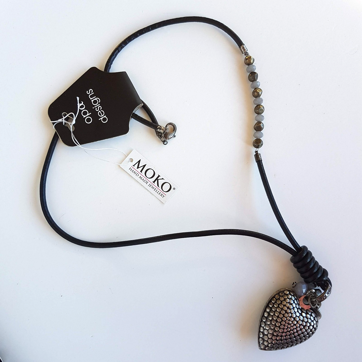 Silver Plated HEART PENDANT NECKLACE Punk Leather Angels Gothic Jewellery0