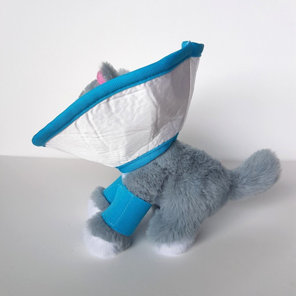 CAT AT THE VET Plush Stuffed Animal Kitten Soft Toy Get Well Pet Cone Bandages2