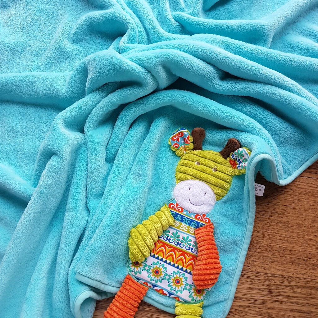 Plush Kids Baby FLEECE BLANKET 72x97cm Turquoise Blue Comforter Sleep Blanket0