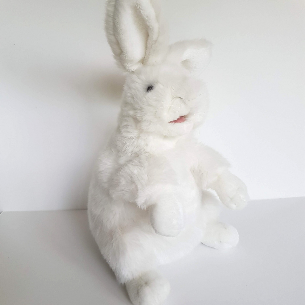 Folkmanis WHITE BUNNY RABBIT PUPPET Plush Stuffed Animal Soft Toy Super Adorable0