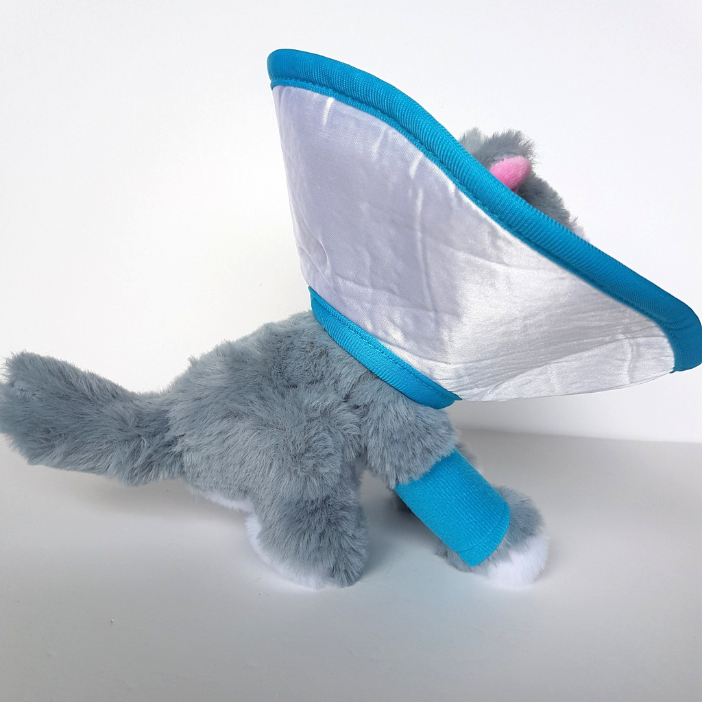 CAT AT THE VET Plush Stuffed Animal Kitten Soft Toy Get Well Pet Cone Bandages5