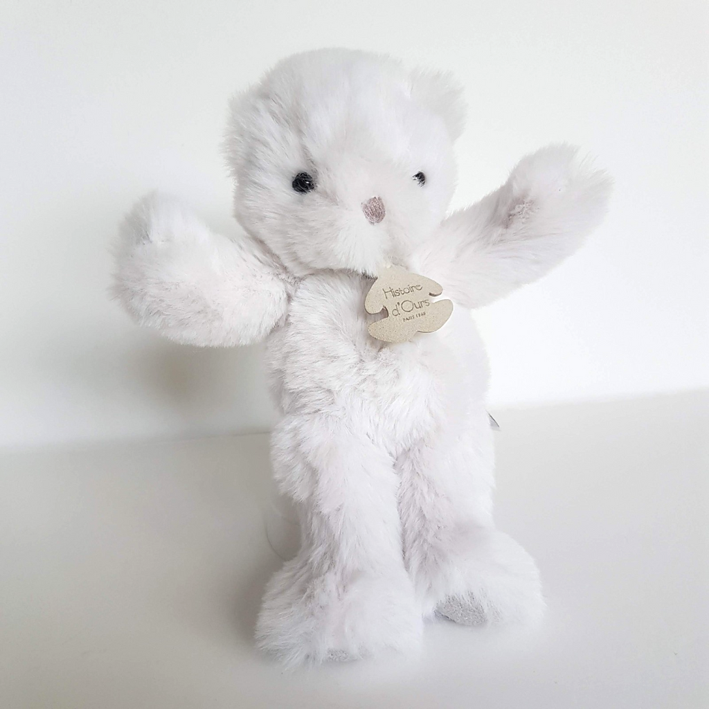 Histoire D'Ours TEDDY BEAR Plush 19cm White Stuffed Animal Small Soft Toy Floppy0