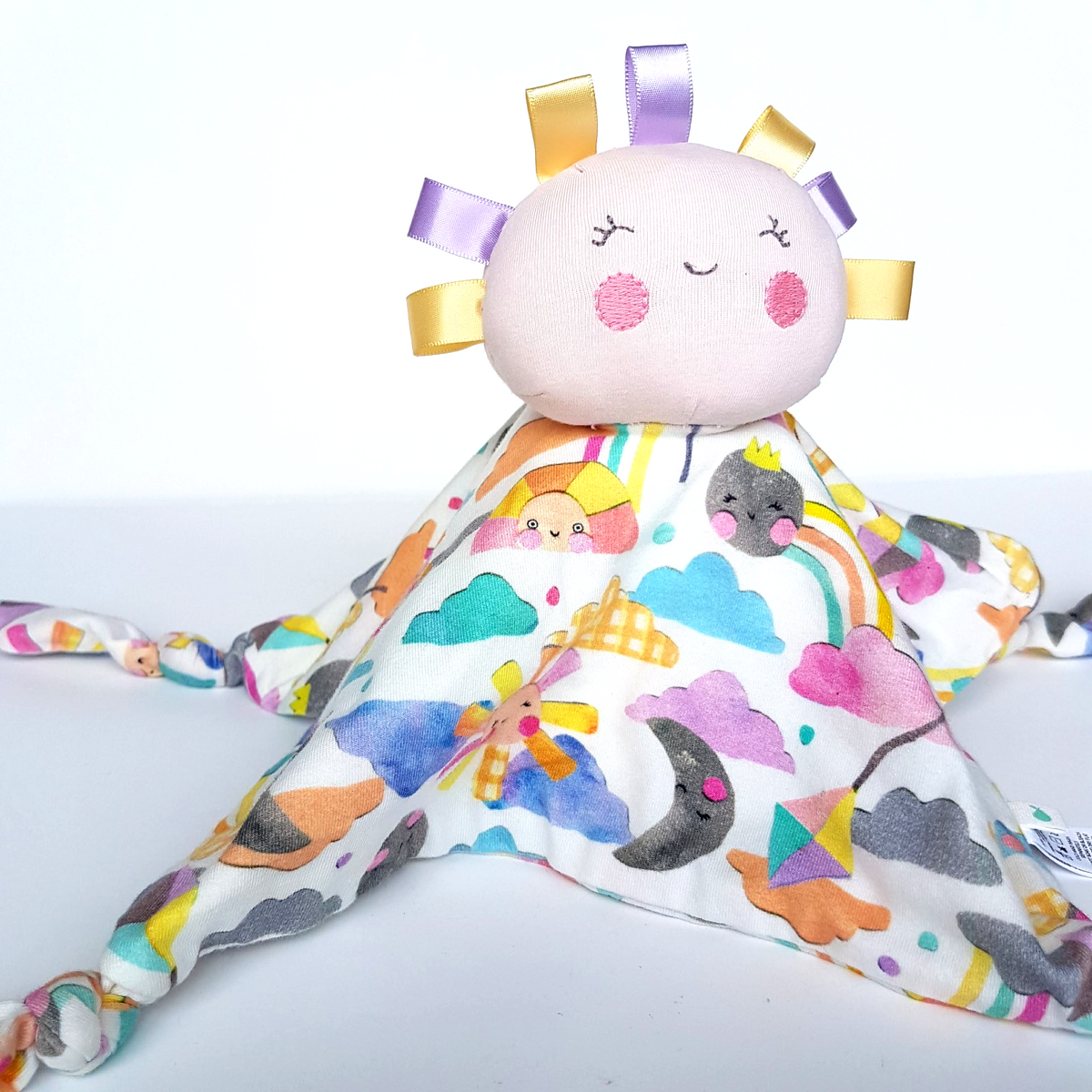 Little Green CLOUD RAINBOW LOVEY Baby Comforter Security Blanket Laura Blythma2