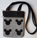 DISNEY PARKS Mickey Mouse Bag Black White Stripes Crossbody Canvas Shoulder Bag0