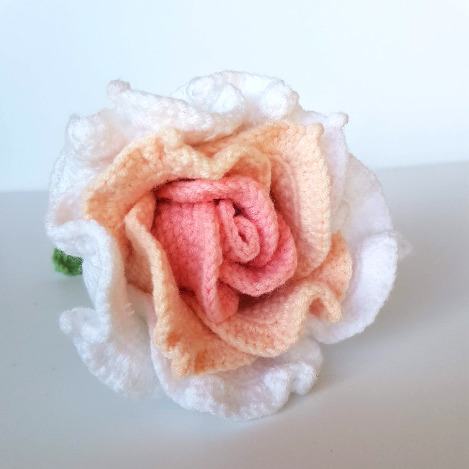 CROCHET ROSE FLOWER 44cm tall Stem Knitted Floral Pink Homewares Decor Decorate1