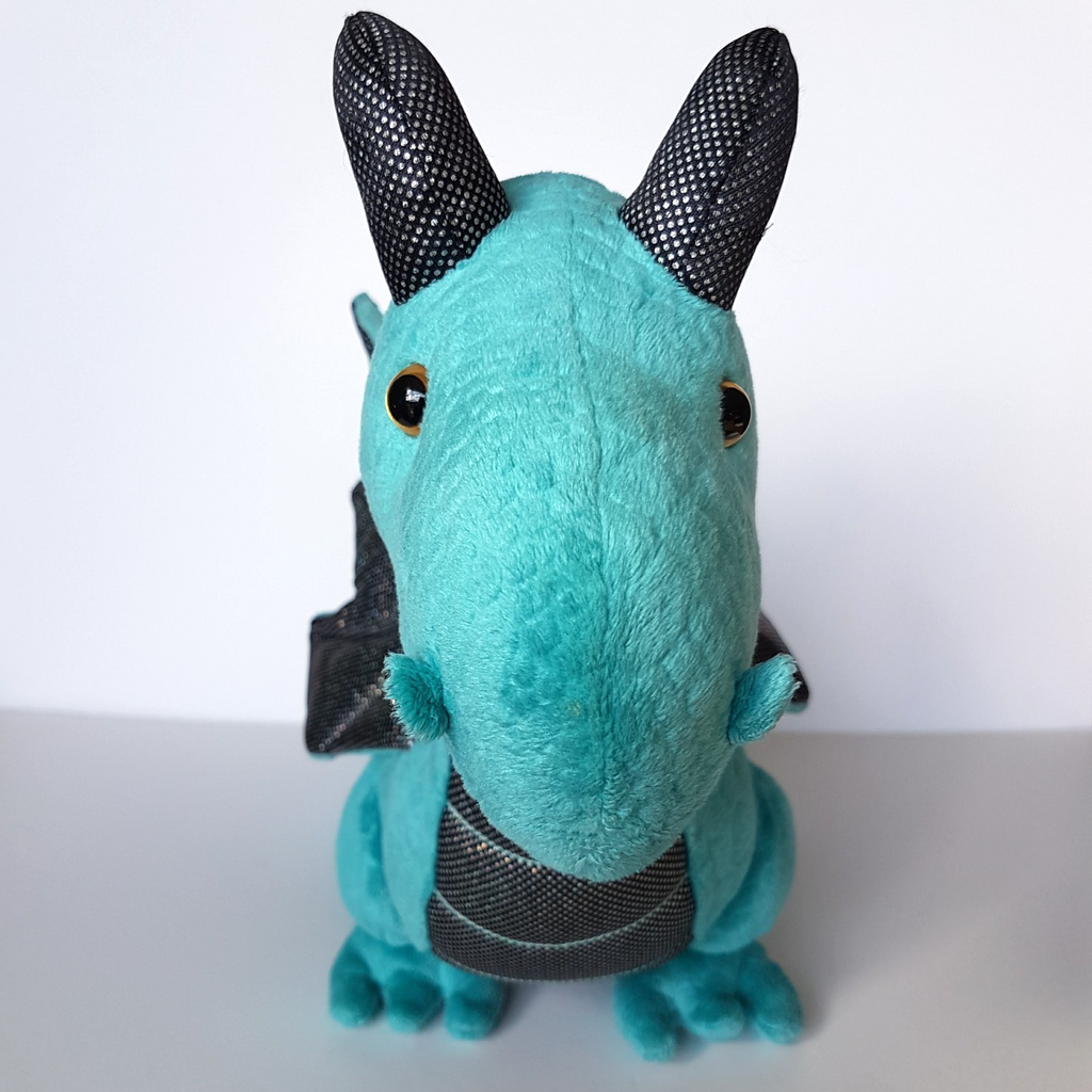 Target LARGE DINO DRAGON Plush Fantasy Stuffed Animal Soft Toy Blue Green Holo8