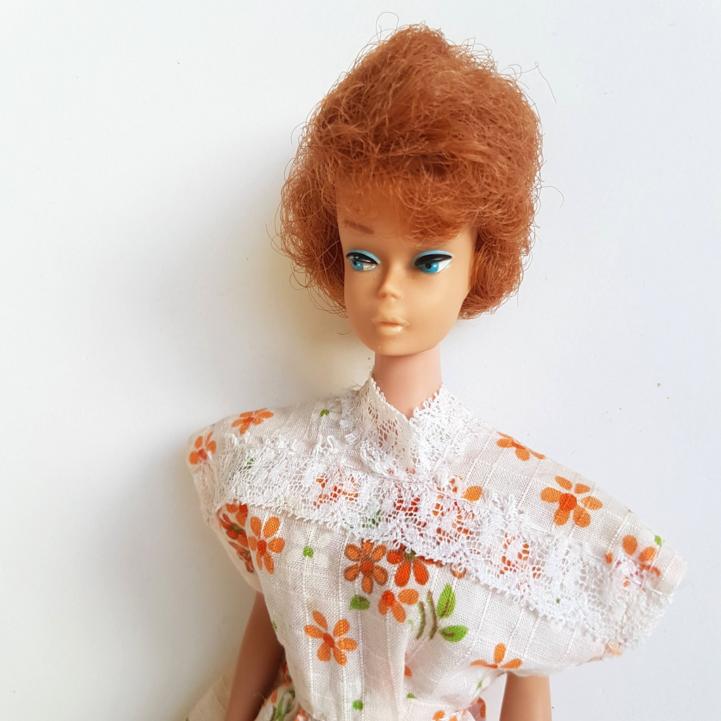 VTG 1962 Bubble Cut BARBIE Auburn Red Head Nails #18 Japan Fashion Doll RARE2
