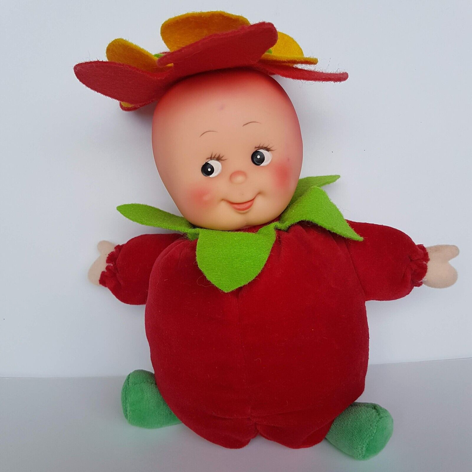 Cute TOMATO BABY DOLL Plush Fruit Rubber Face Velour Collectible Soft Toy Unique0