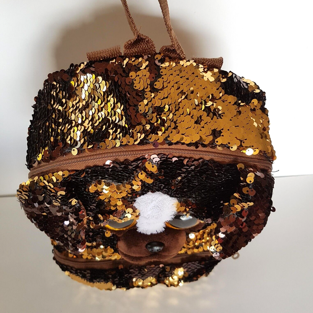 TY Sequin BRUTUS DOG Backpack Sequin Puppy Kids Animal Backpack School Bag Brown4
