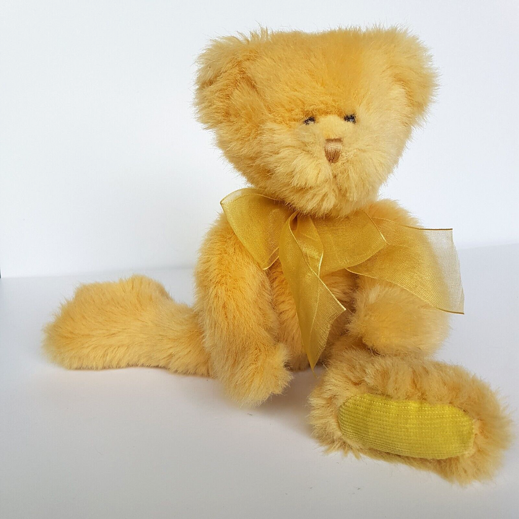 Teddy & Friends YELLOW TEDDY BEAR 29cm Soft Toy Stuffed Animal Plush Beans Bow8
