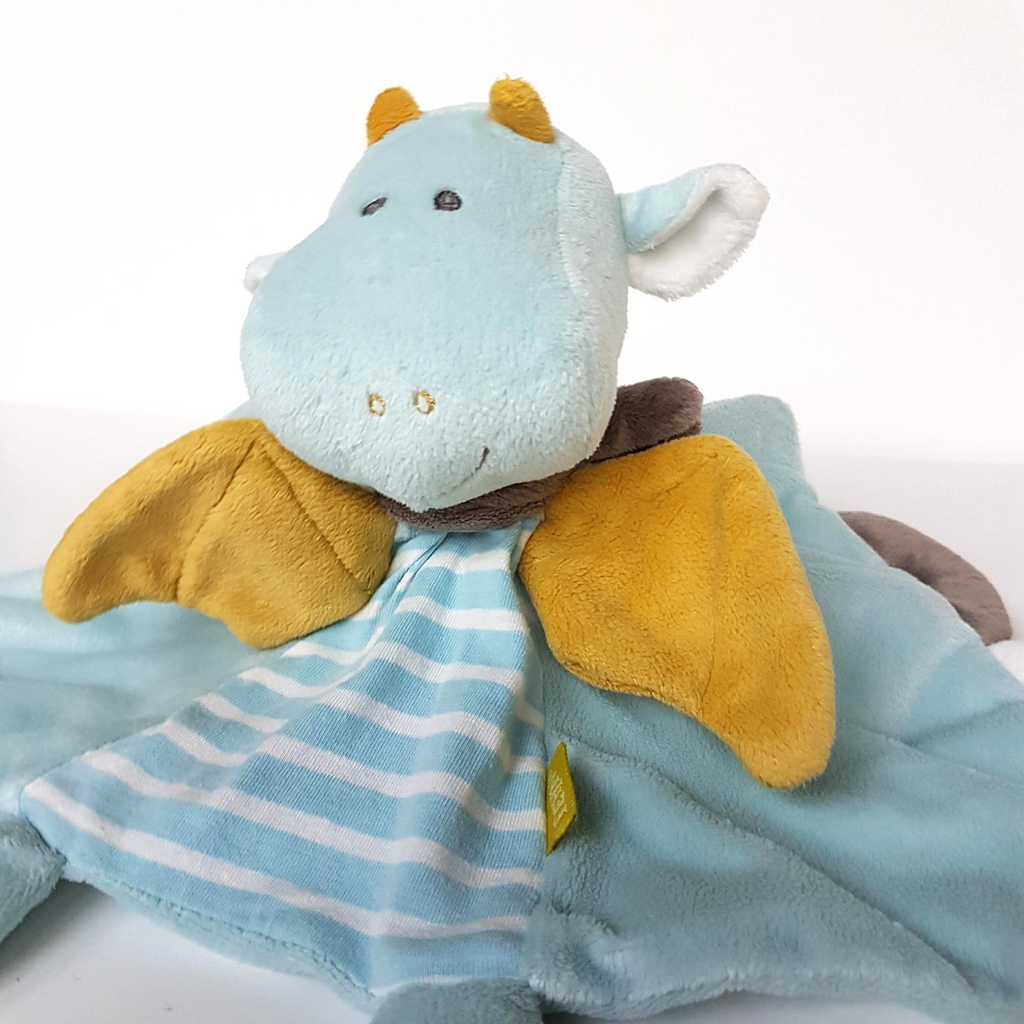 Fehn BLUE DRAGON Lovey Plush RATTLE Security Comforter Blanket Soft Toy Triangle2
