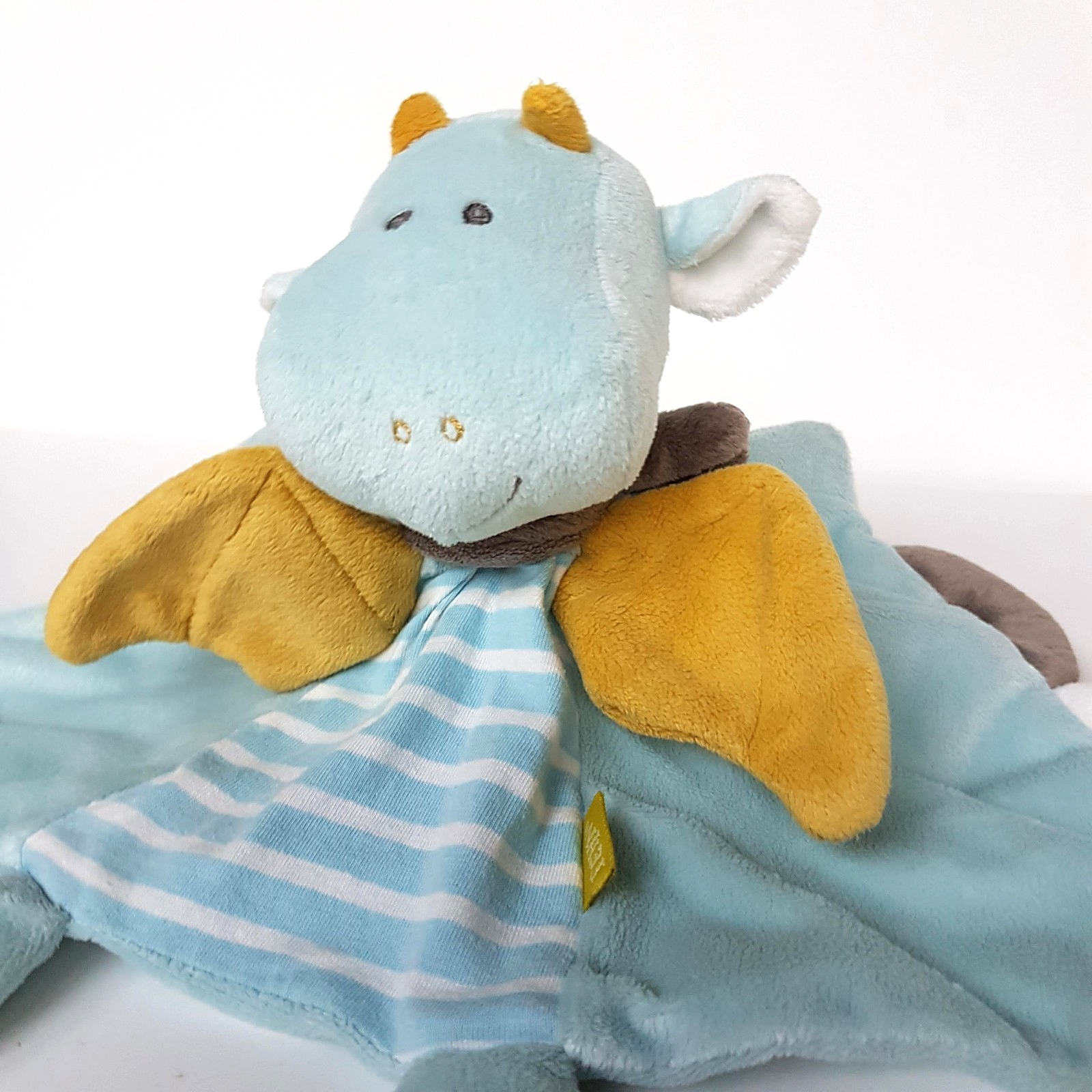 Fehn BLUE DRAGON Lovey Plush RATTLE Security Comforter Blanket Soft Toy Triangle2