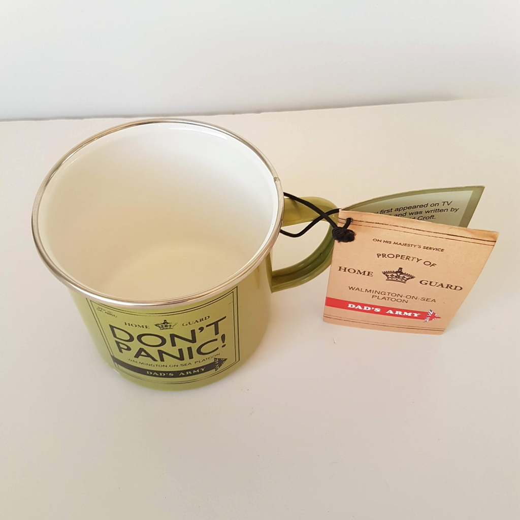 Dad's Army DON'T PANIC ENAMEL MUG 2012 Military Comedy TV Series CHIPPED Gift1