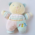 Vintage EDEN TEDDY BEAR 123 Plush Pastel Terry Cloth Baby Rattle Soft Toy Cute0