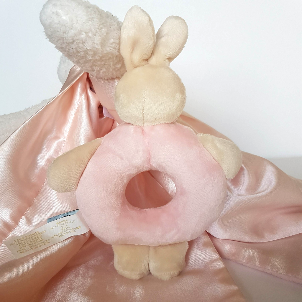 Bunnies By The Bay LOVEY + RATTLE SET Plush Security Comforter Blanket Soft Toy13