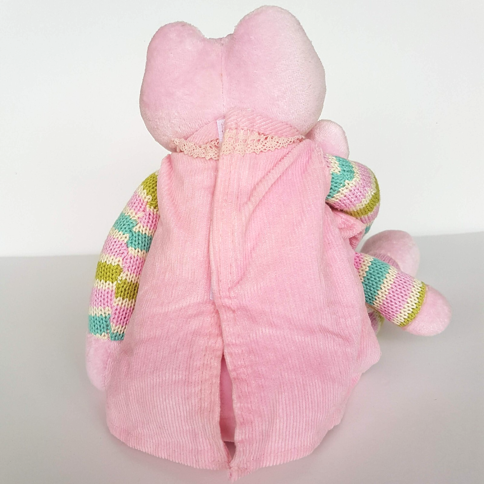 Boyle MUM & BABY PINK FROG Plush 34cm Stuffed Animal Knit Corduroy Soft Toy Cute5