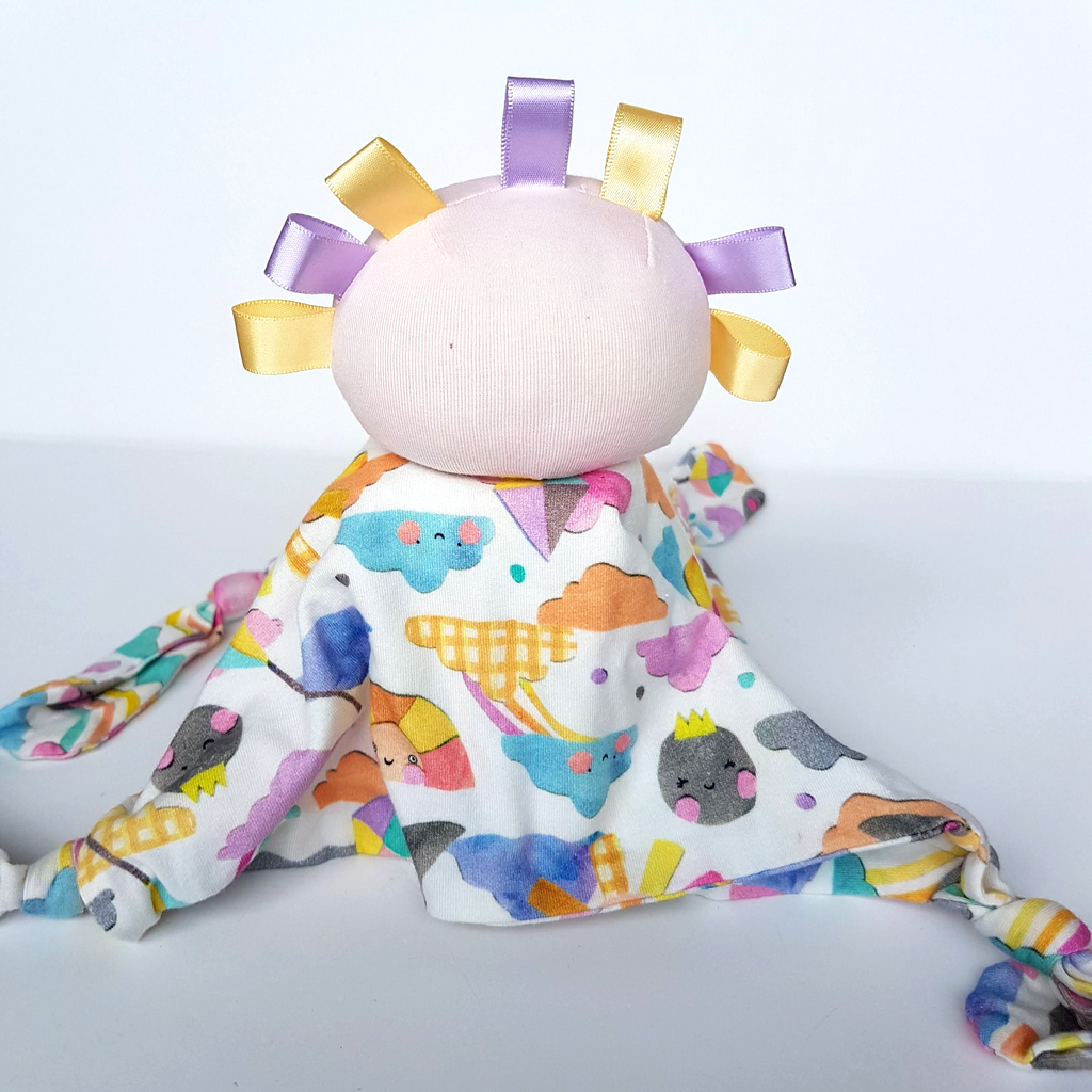 Little Green SUN CLOUD RAINBOW Baby Comforter Security Blanket Laura Blythma6