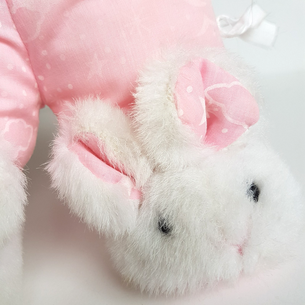 Vintage TEDDY IN BUNNY SLIPPERS Plush 34cm Pink Pyjamas Stuffed Animal Soft Toy14