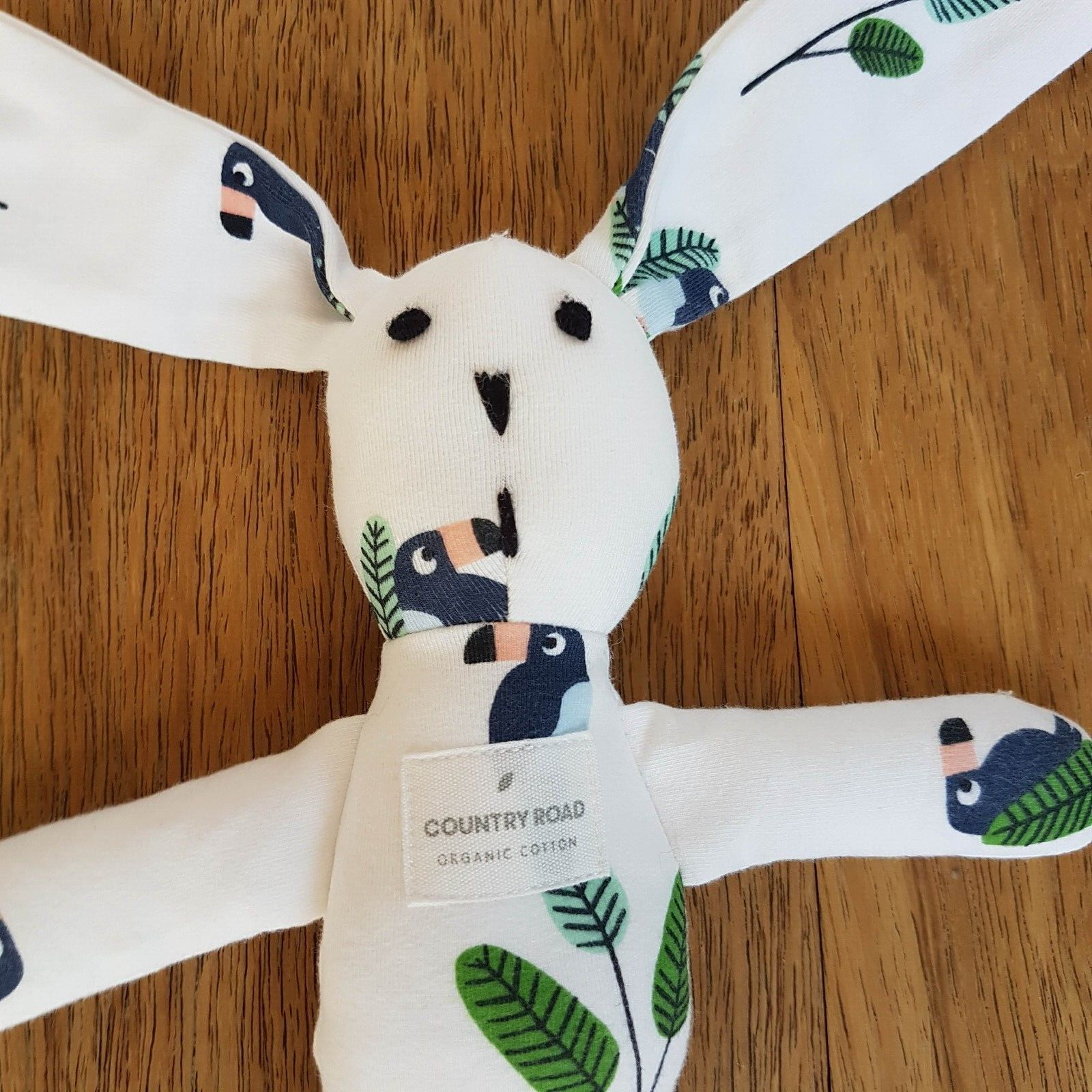 COUNTRY ROAD Baby Bunny Comforter Rabbit Plush Organic Cotton Tropical Birds1