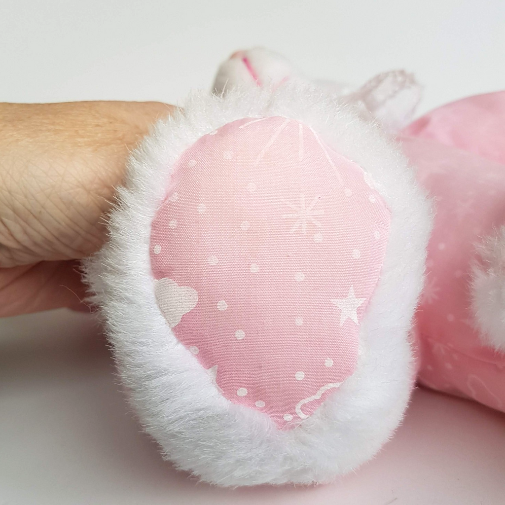 Vintage TEDDY IN BUNNY SLIPPERS Plush 34cm Pink Pyjamas Stuffed Animal Soft Toy13