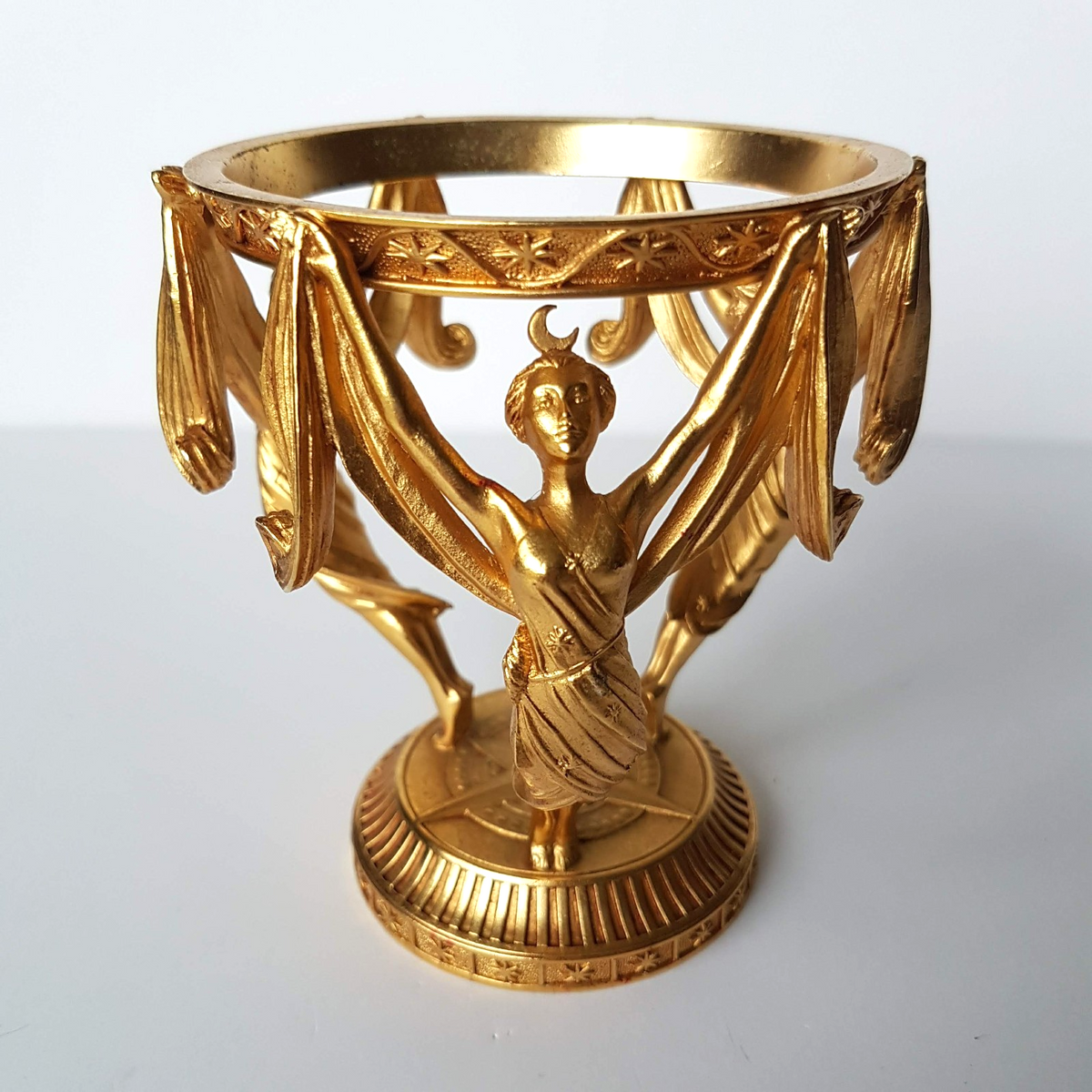 RARE Franklin Mint CRYSTAL VISIONS 24k Gold Plated Crystal Ball Stand 1989 VTG0