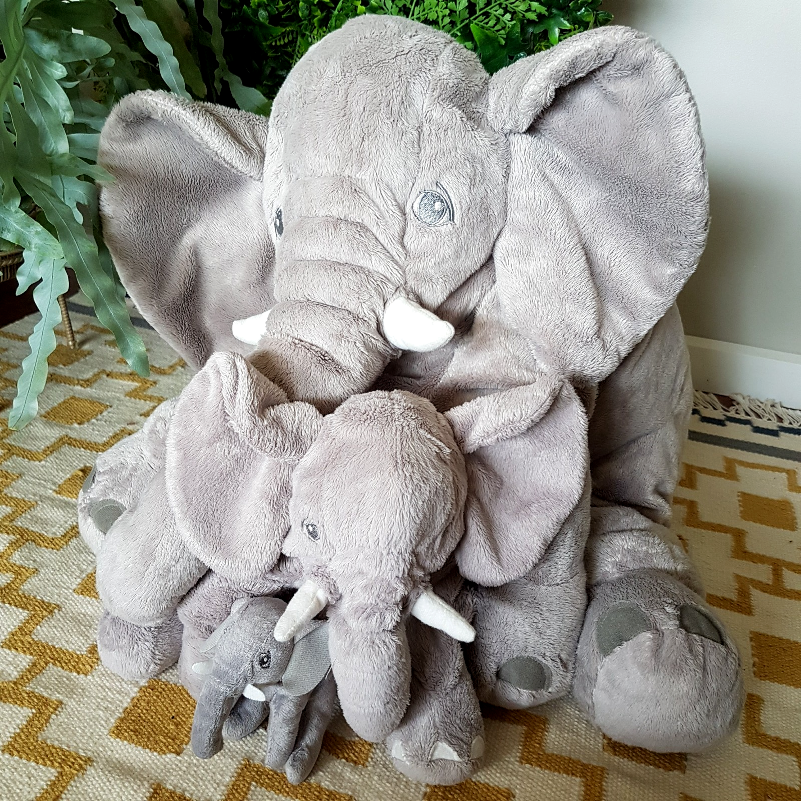 Ikea LARGE ELEPHANT MUM & BABY 57cm long Plush Soft Toy Safari Stuffed Animal0
