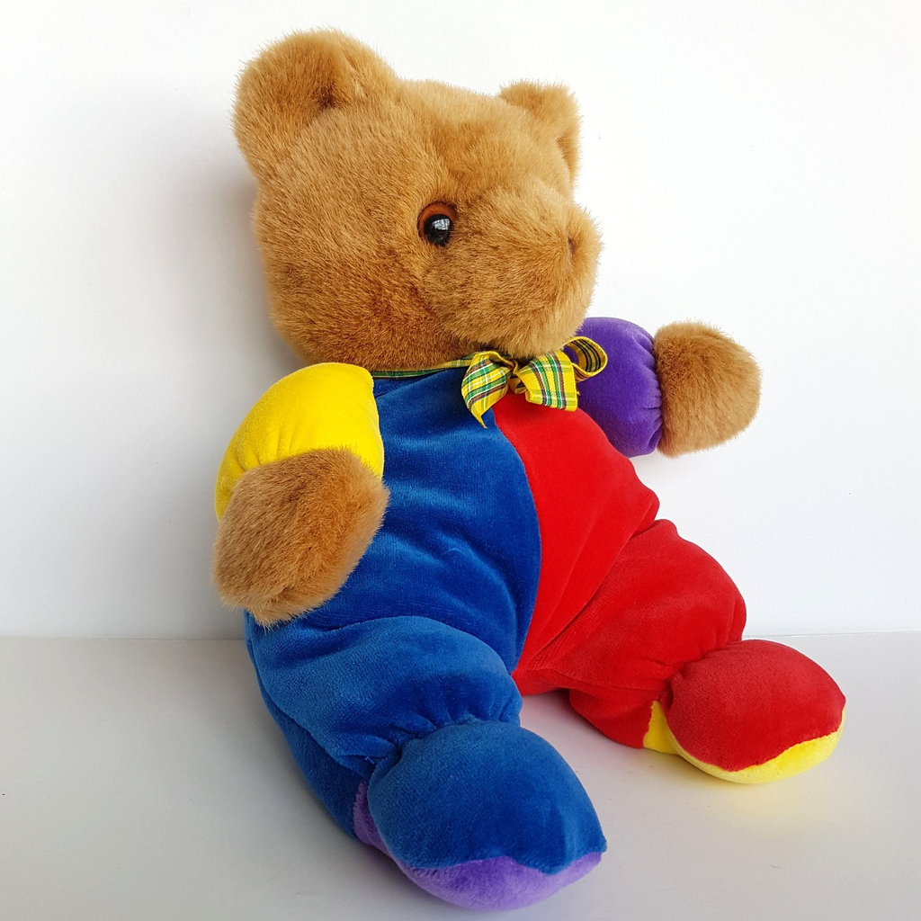 Supa Toys VELOUR TEDDY BEAR Colour block Soft Toy Stuffed Animal Bright Colour4