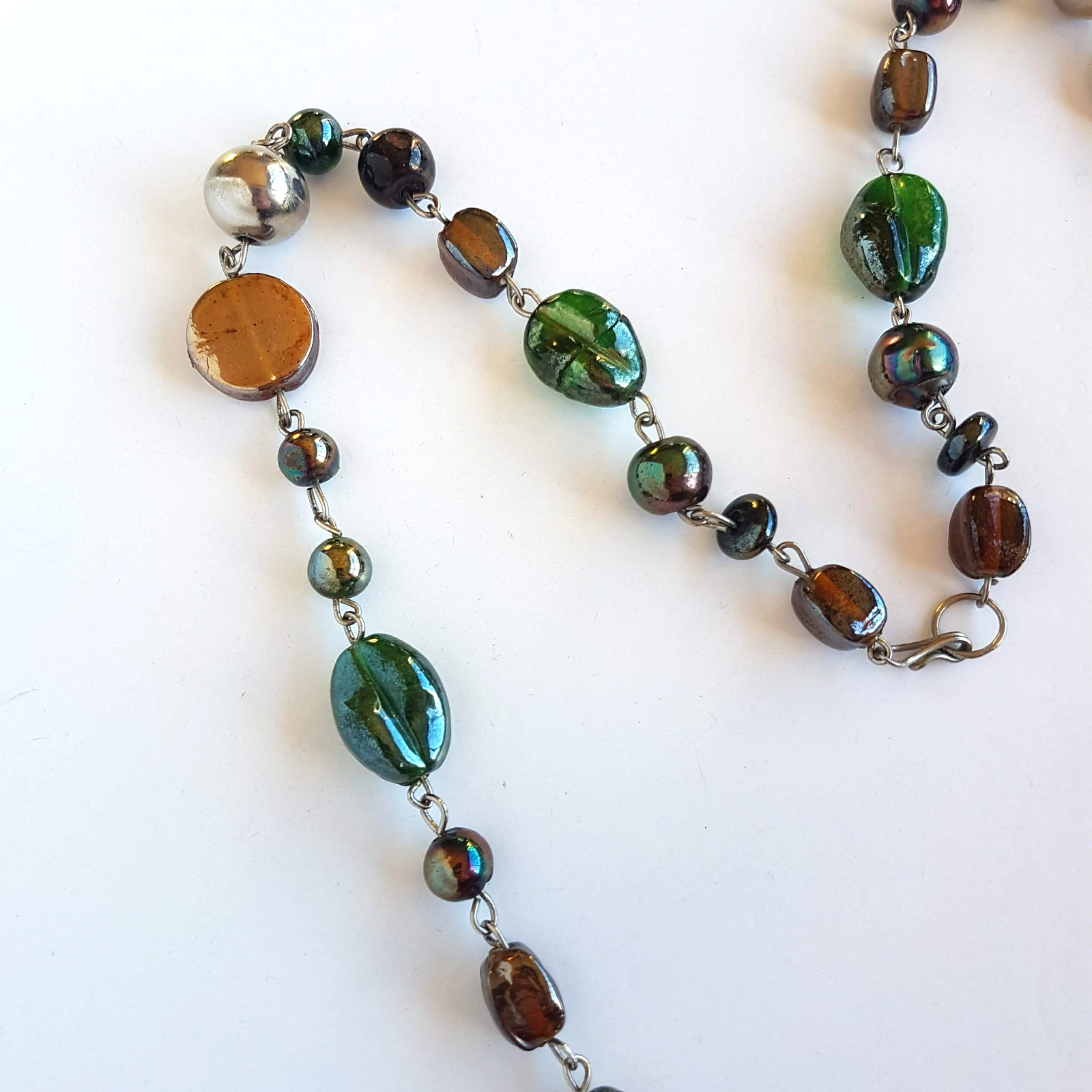 Lampwork Bead STRAND NECKLACE 82cm Silver Tone Accents Green Fashion Jewellery4