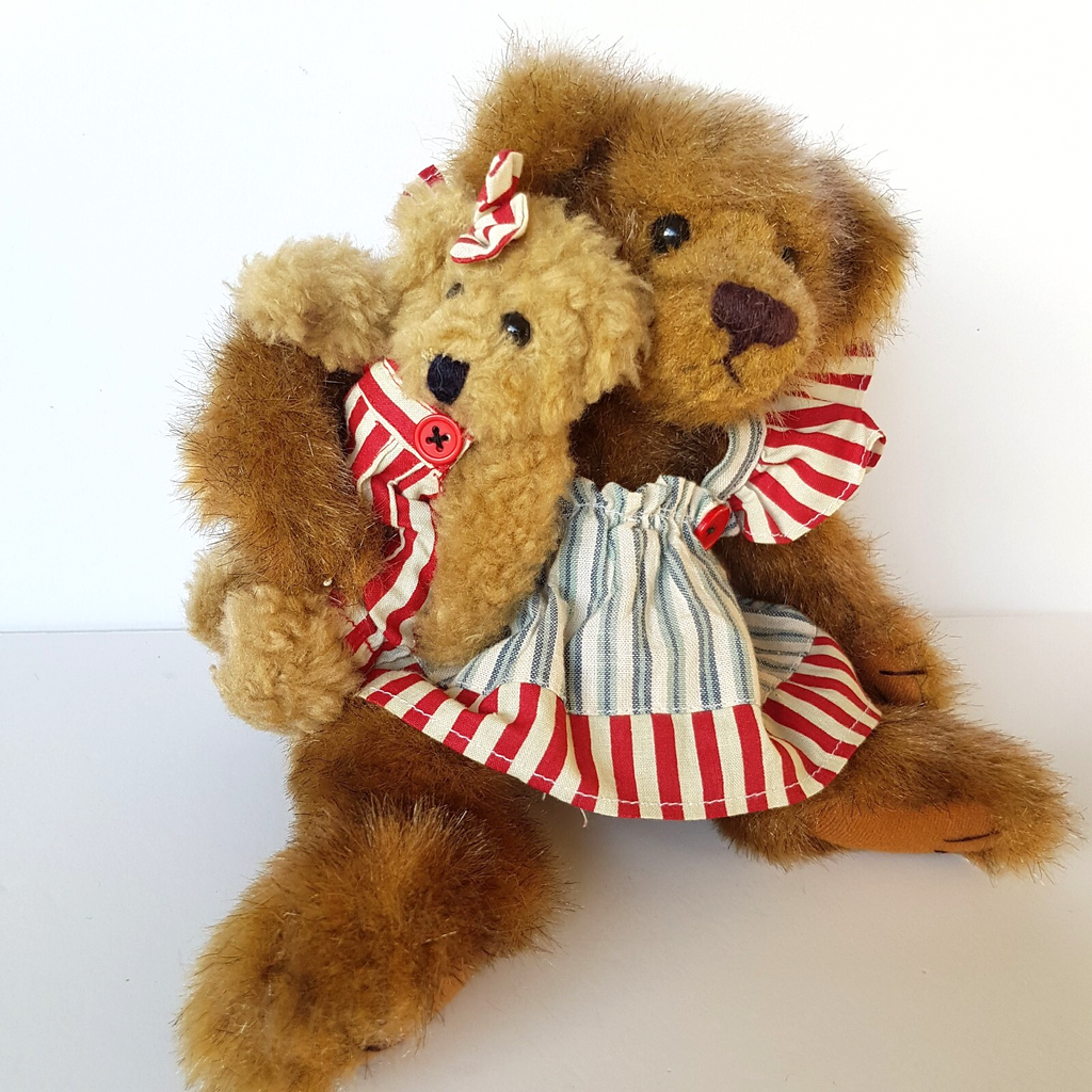 Settler Bears Jointed TEDDY BEAR Mum + Baby Stuffed Animal Soft Toy Cute Dressed2