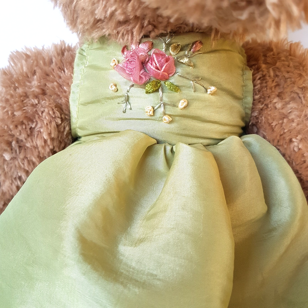 Russ INDEE Teddy Bear Plush 43cm Dress Stuffed Animal Soft Toy Pretty Unique2