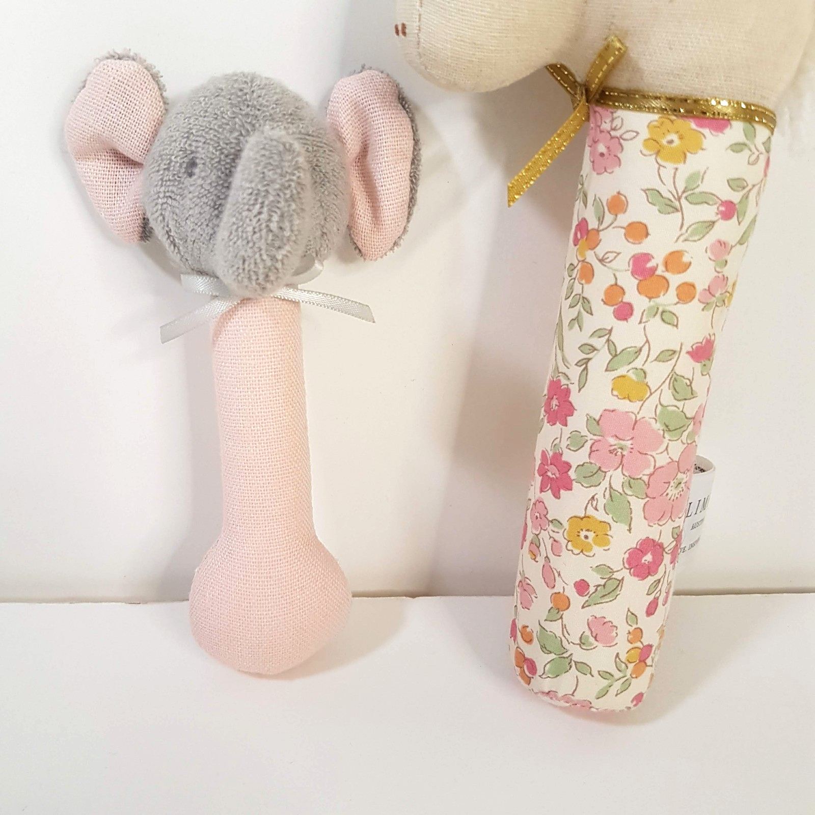 Alimrose UNICORN SQUEAKER ELEPHANT RATTLE Floral Toy Pastel Baby Soft Toy Animal3