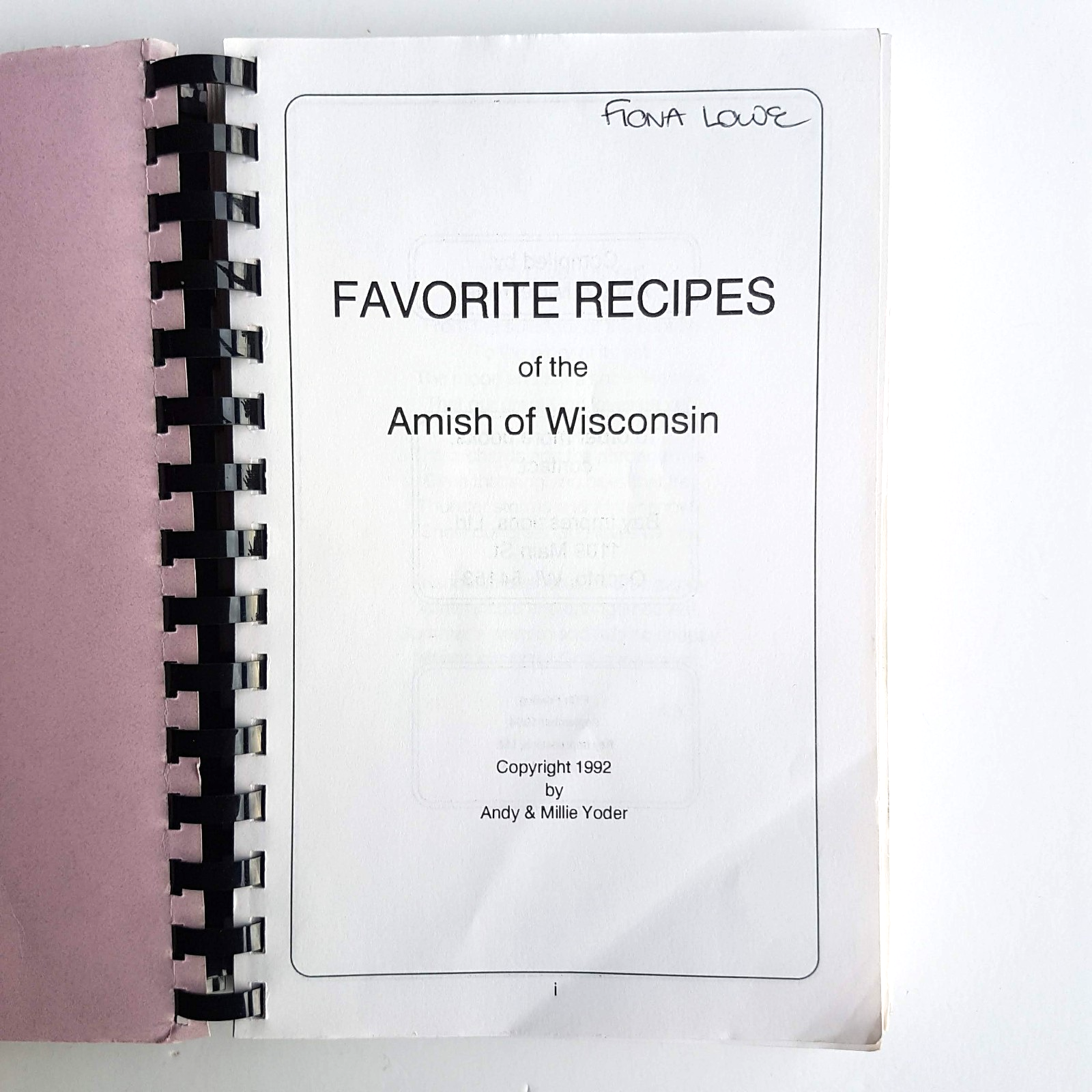 Favorite Recipes of the AMISH of Wisconsin 1992 Cook Book Andy & Millie Yoder7