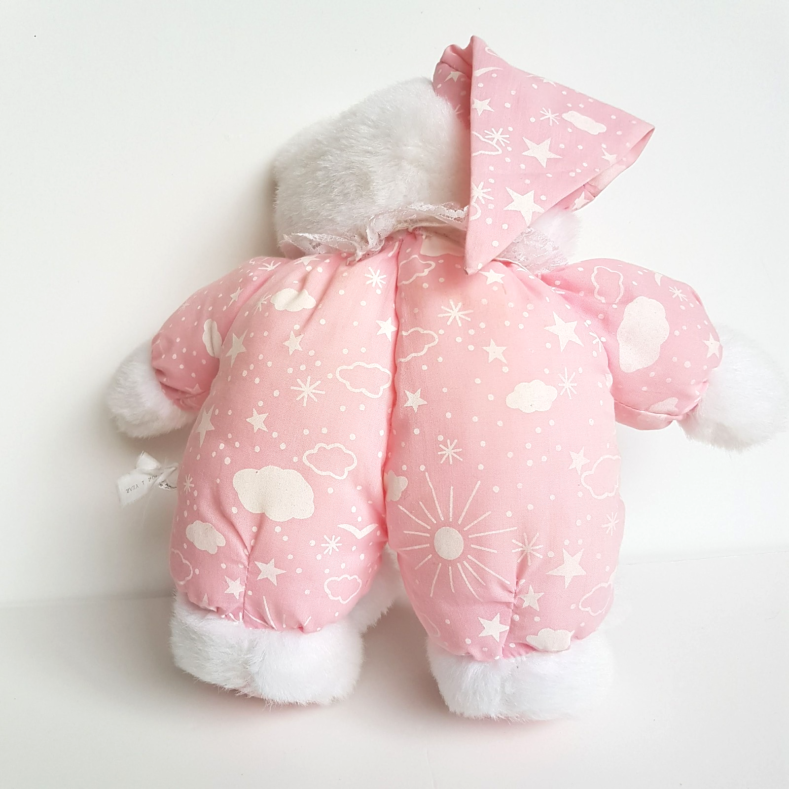 Vintage TEDDY IN BUNNY SLIPPERS Plush 34cm Pink Pyjamas Stuffed Animal Soft Toy10