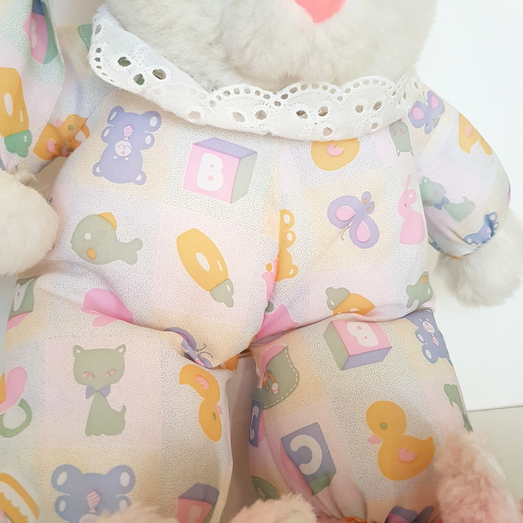 RARE Vintage Interpur BEDTIME BEAR Bunny Slippers 46cm Plush Soft Toy Rare Retro4