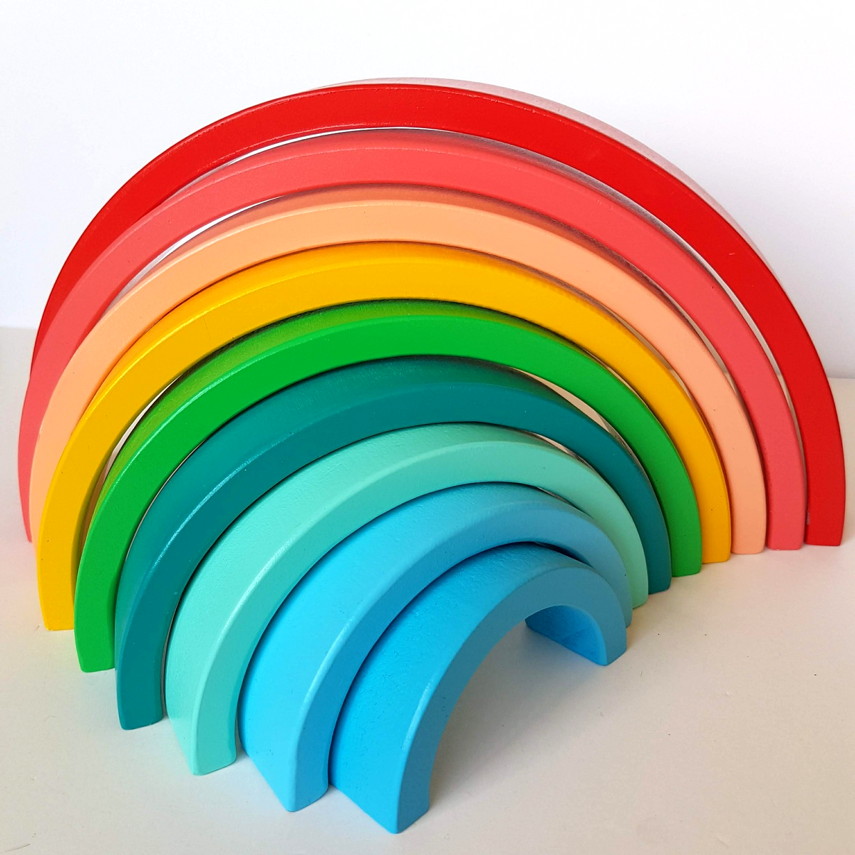 9pc Timber RAINBOW BLOCK SET Kids Play Blocks Wooden Activity Toys Colourful Toy2
