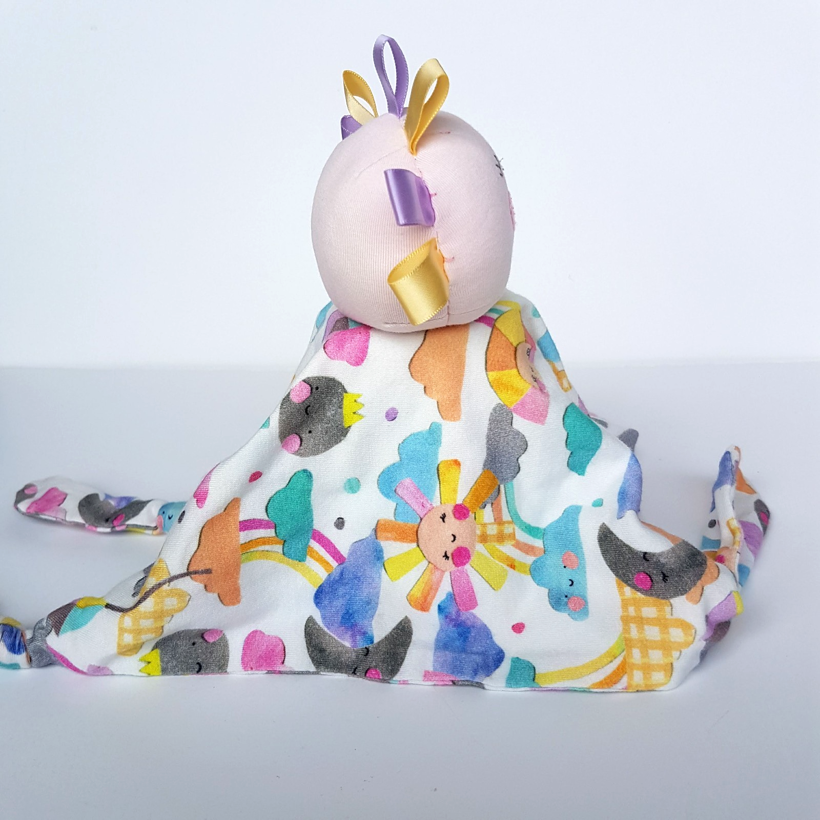 Little Green SUN CLOUD RAINBOW Baby Comforter Security Blanket Laura Blythma7