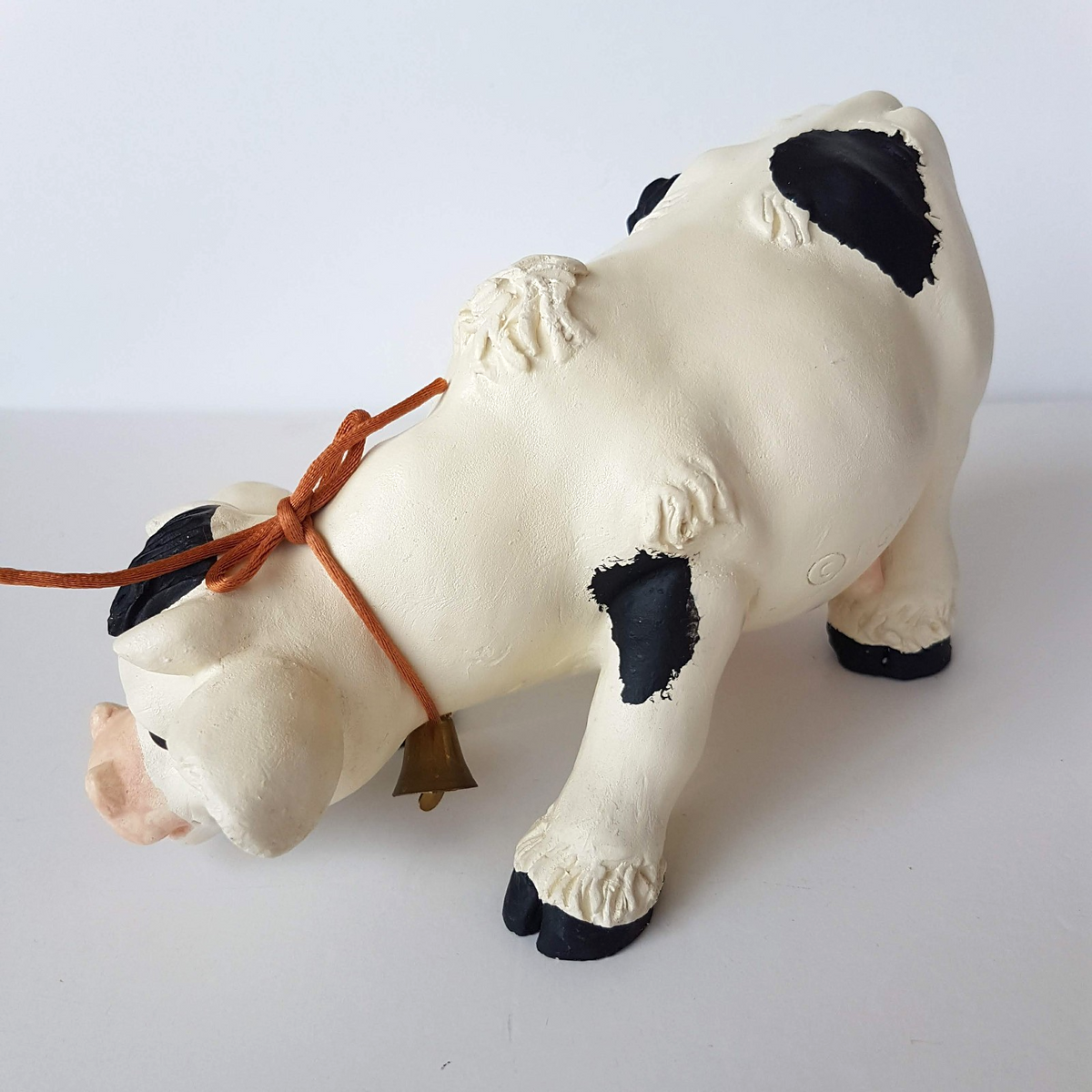 Vintage Heavy COW Figure Statue RGML Bell Resin Holstein Collectible Black White6