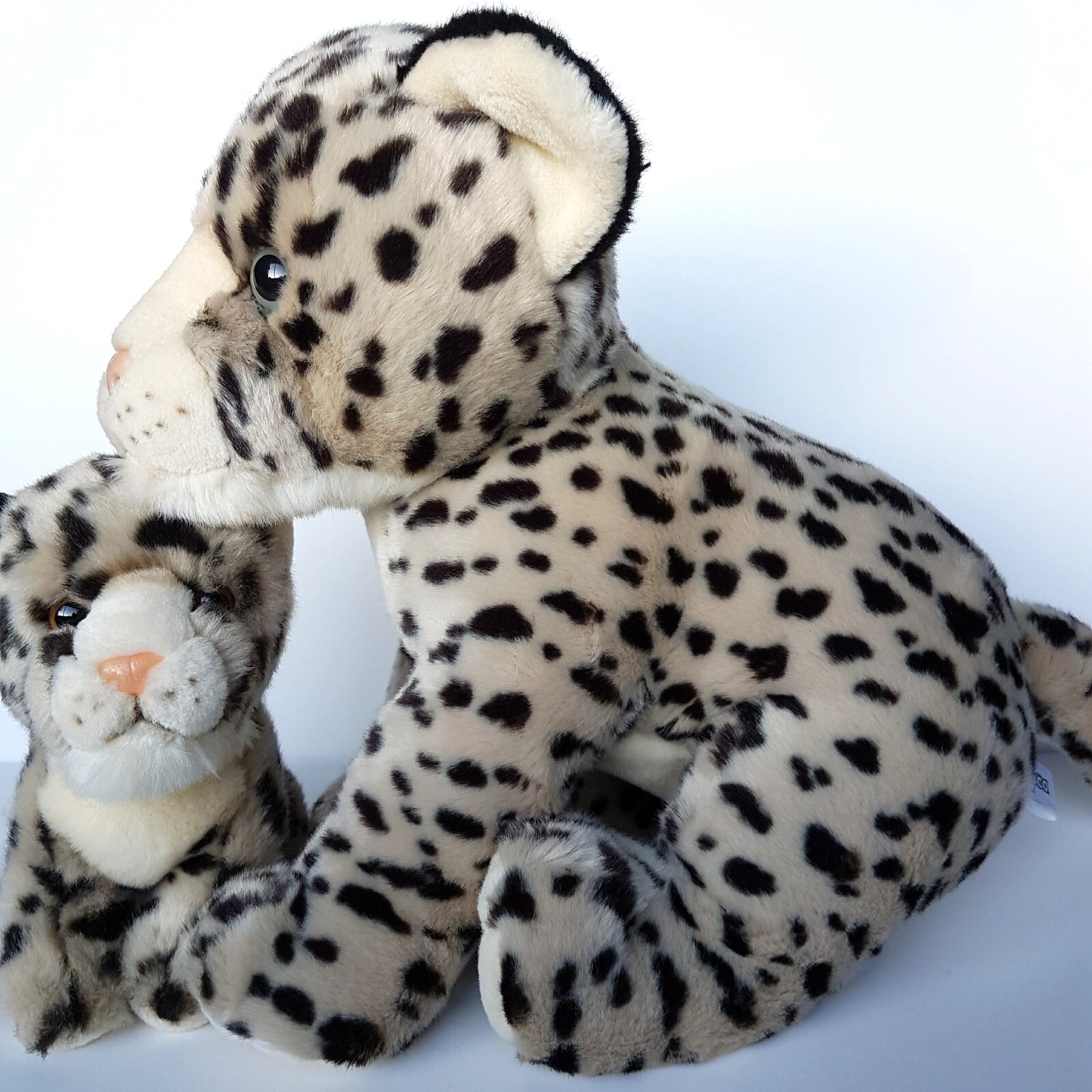 Mum & Baby SNOW LEOPARD Wild Cat SET Plush Cub Stuffed Animal Soft Toy KORIMCO4